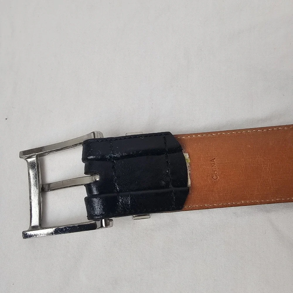 Cubavera Black Cowhide Lined Italian Full Grain Leather Mens Belt IV32003 Sz 36